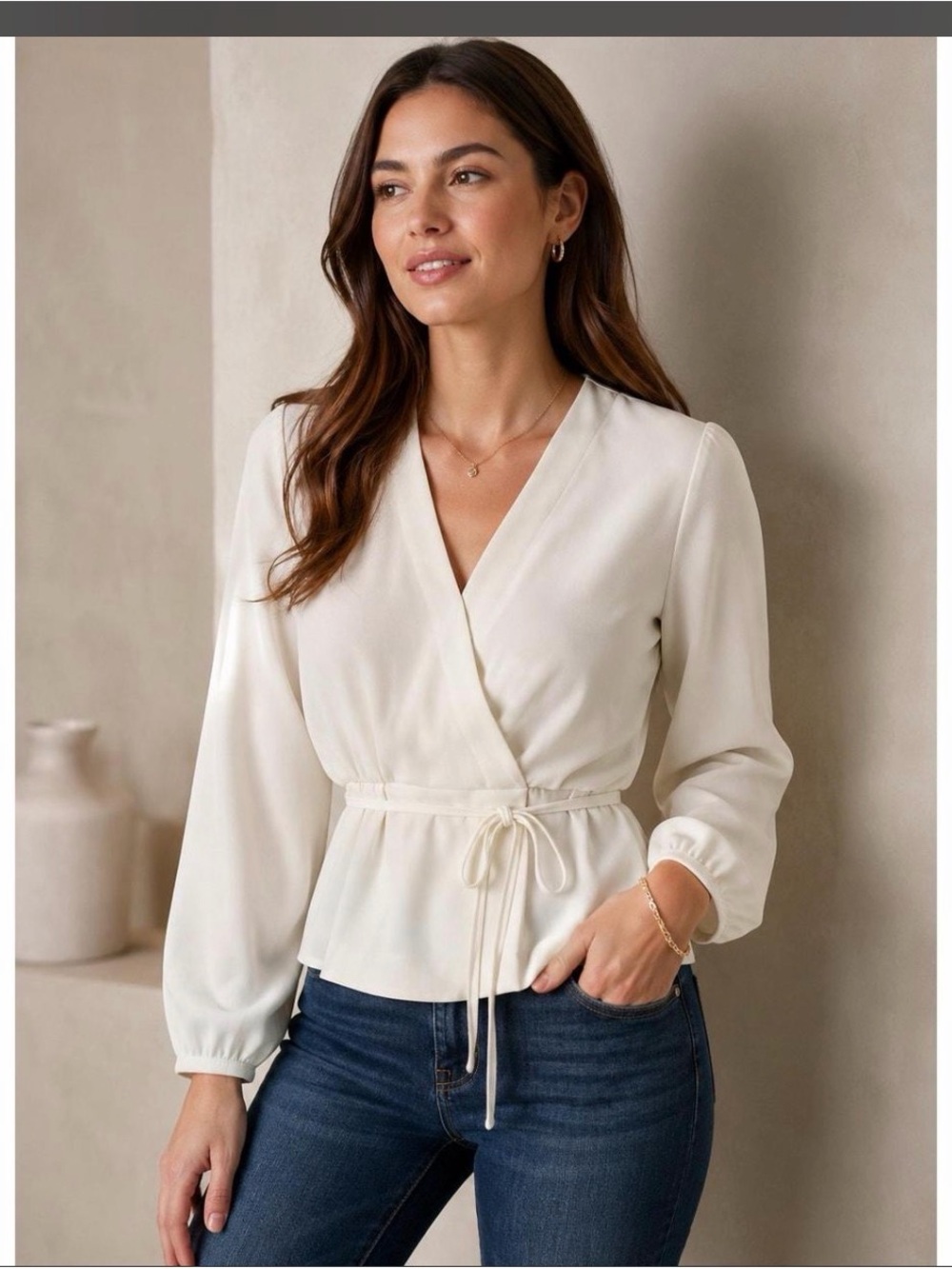 Women’s Wrap Blouse with Tie Waist